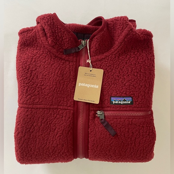 Patagonia Women's Retro Pile Fleece Hoodie Jacket Size M Carmine Red - Picture 16 of 16